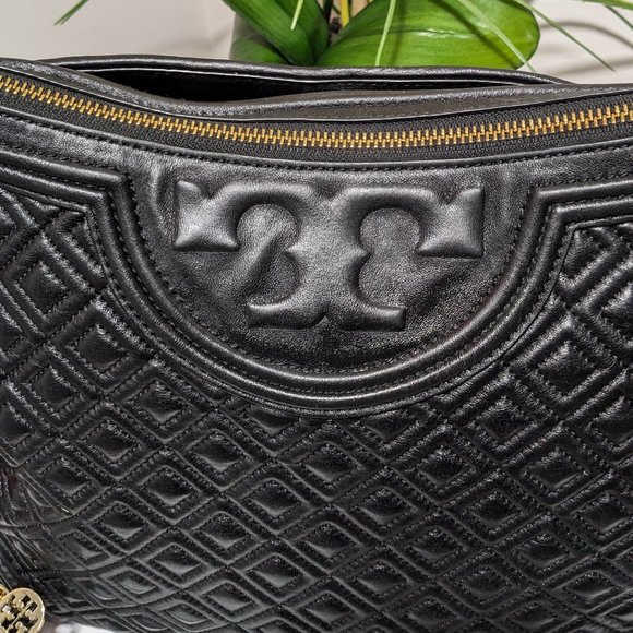Tory Burch Fleming Marion Quilted Chain Large Women's Tote Black - Picture 8 of 16